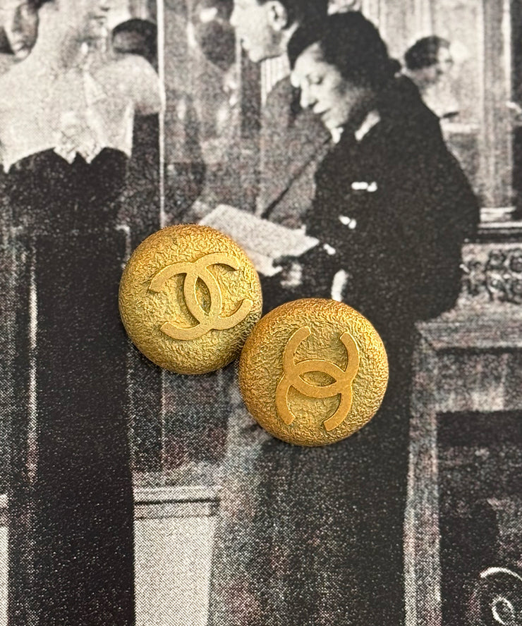 CHANEL Textured Button Earrings