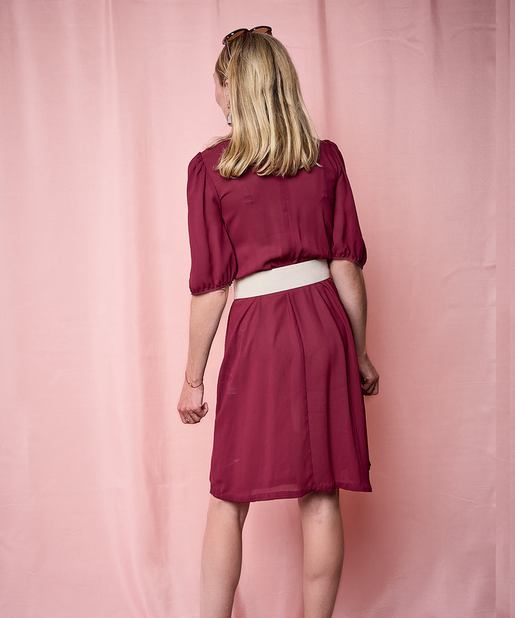 Chiffon Burgundy Sweetheart Dress