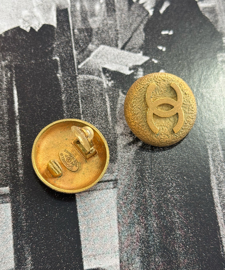 CHANEL Textured Button Earrings