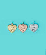(X) Heart Initial Charm in Three Finishes