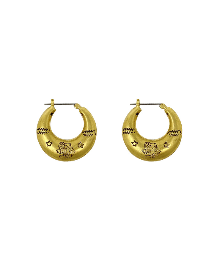 Zodiac Mini Hoop Earrings (Aquarius)