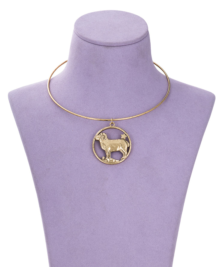 70s Inspired Zodiac Necklace (Aries)