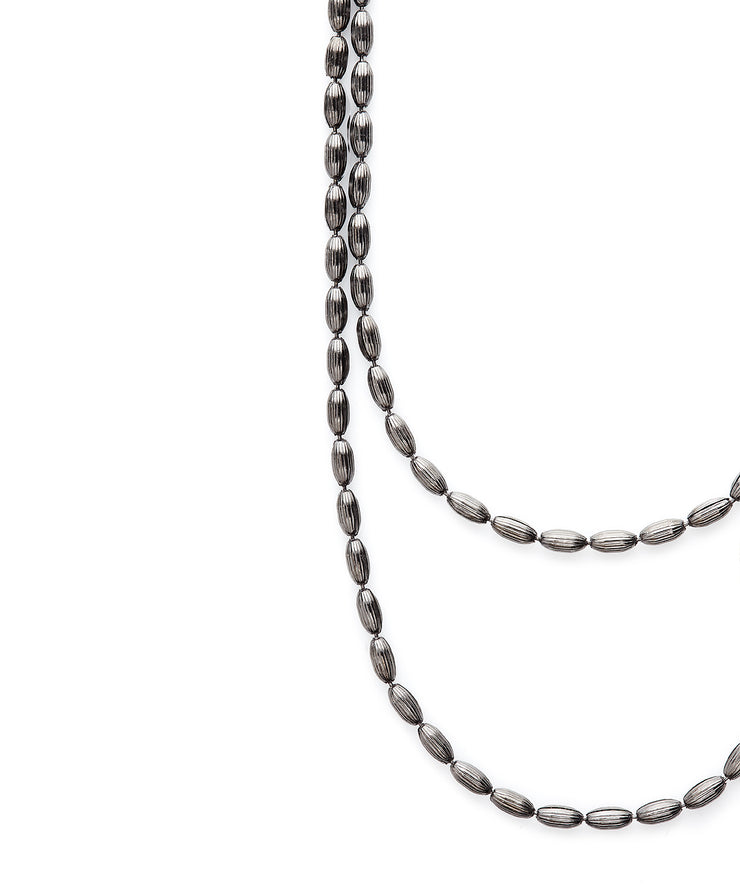 Charleston Rice Bead Necklace (Gunmetal)