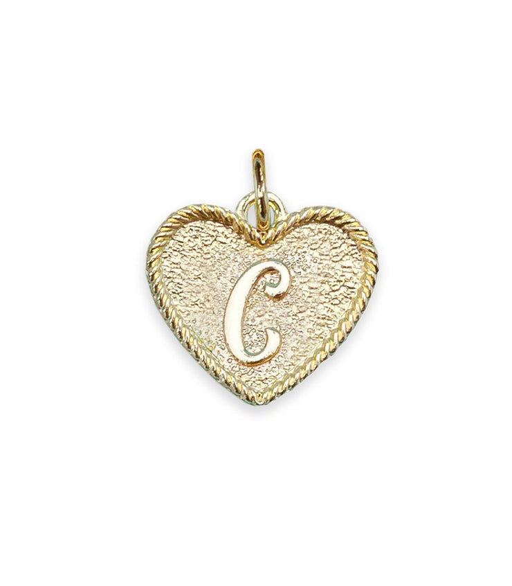 (C) Heart Initial Charm in Three Finishes
