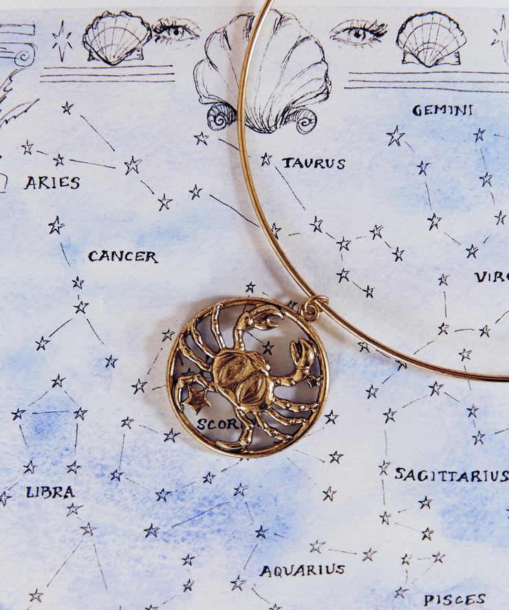 70s Inspired Zodiac Necklace (Cancer)