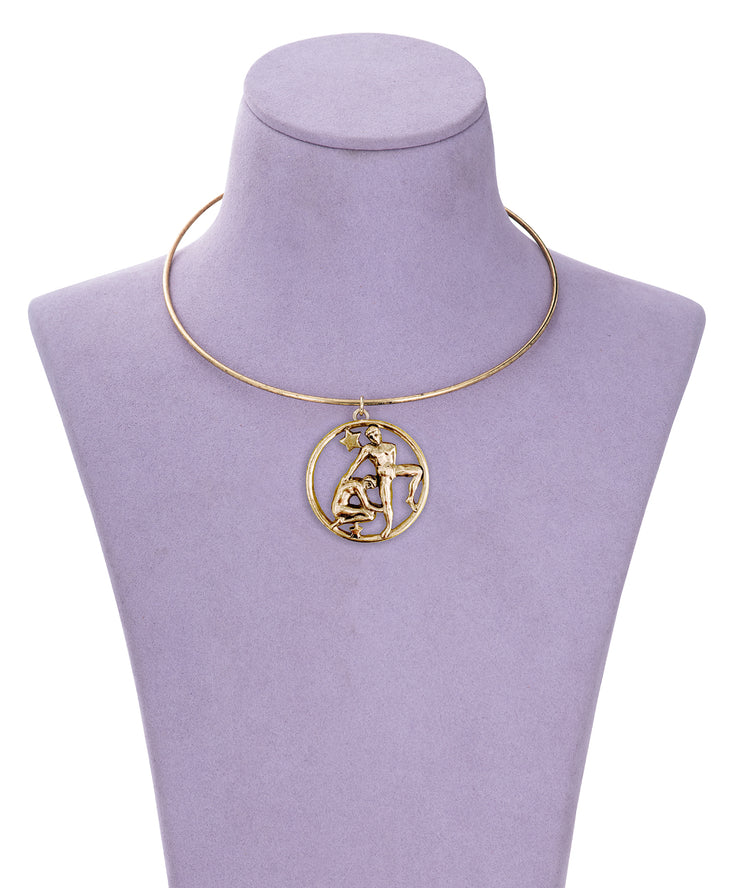 70s Inspired Zodiac Necklace (Gemini)