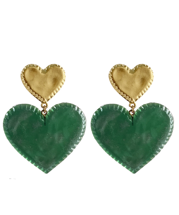 Candy Heart Earrings (Garden Green)