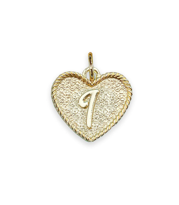 (I) Heart Initial Charm in Three Finishes