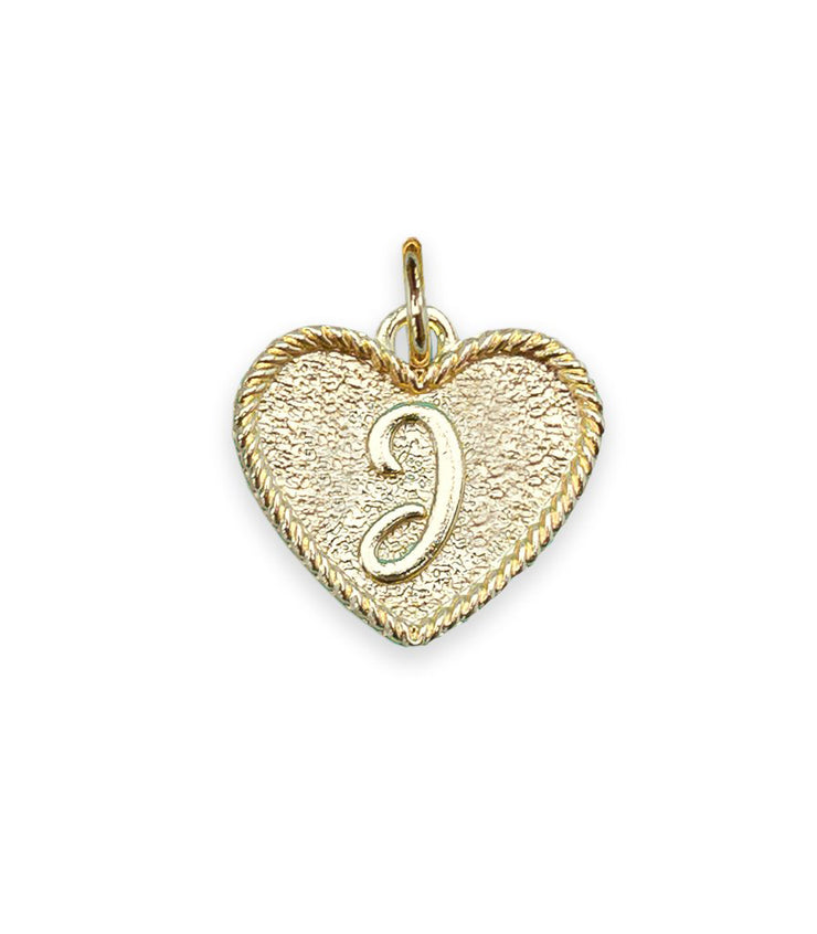 (J) Heart Initial Charm in Three Finishes