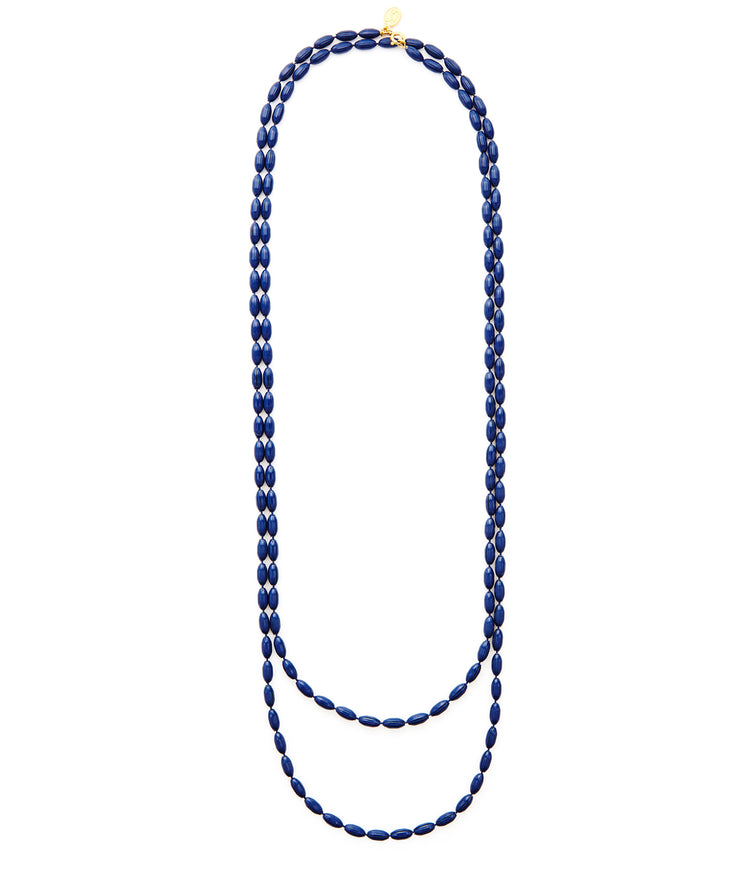 Charleston Rice Bead Necklace (True Navy)