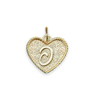 (O) Heart Initial Charm in Three Finishes