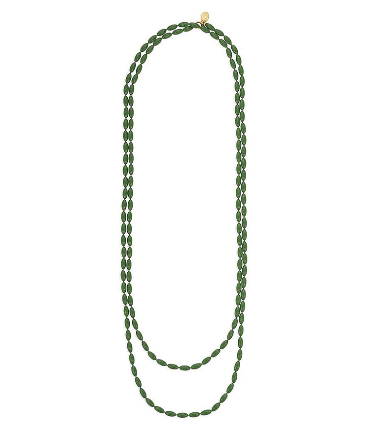 Charleston Rice Bead Necklace (Olive)