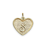 (S) Heart Initial Charm in Three Finishes