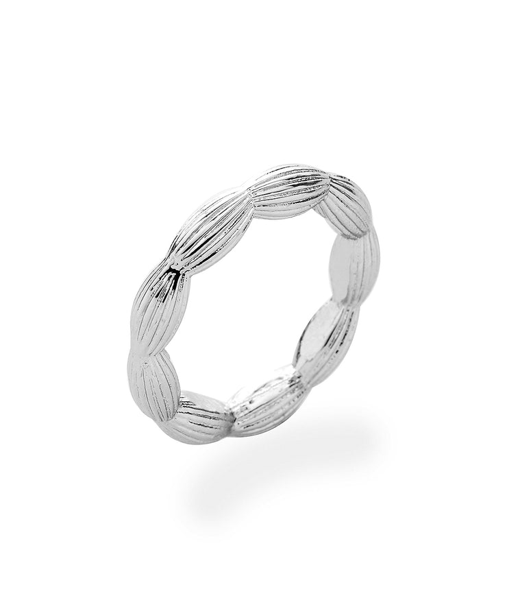 Stackable Rice Bead Ring (Shiny Silver)