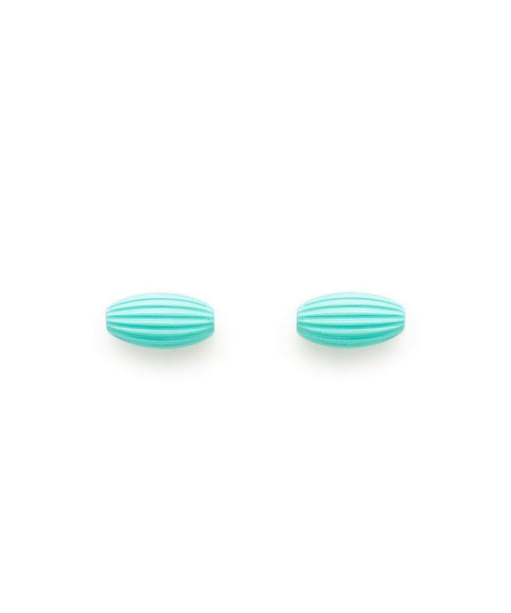 Rice Bead Stud Earrings (Turquoise)