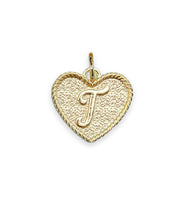 (T) Heart Initial Charm in Three Finishes