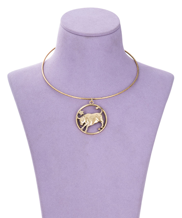 70s Inspired Zodiac Necklace (Taurus)