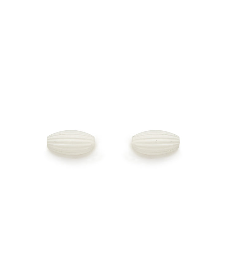 Rice Bead Stud Earrings (Bright White)