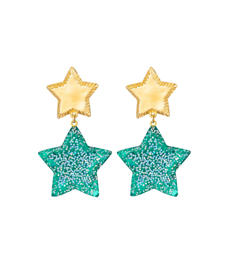 Starry Night Earrings (Glitter Green)